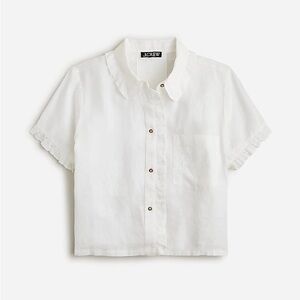 NWT J. Crew Ruffle-trim linen blouse